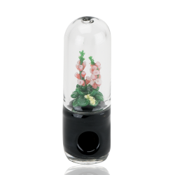 Empire Glassworks Glow in the Dark Pink Fox Glove Hand Pipe | front view