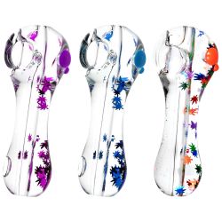 Freezable Glycerin Leaf Glitter Spoon Pipe - Assorted Colors