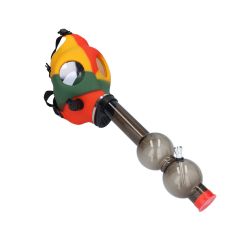 Silicone Gas Mask Bong with Acrylic Double Bubble Tube | Rasta