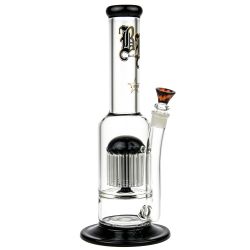 Black Leaf - Stemless 24-arm Perc 7mm Glass Bong - Black - Side View 1