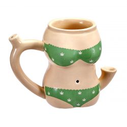 Roast & Toast Bikini Body Ceramic Pipe Mug | 10oz | Green