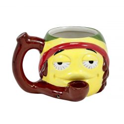 Roast & Toast Stoned Emoji Ceramic Pipe Mug | 18oz | Rasta